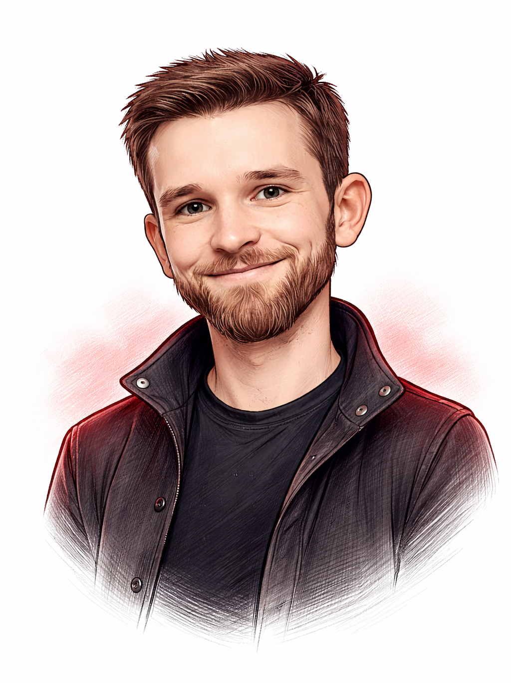 Drawn portrait of Florian Fritz.